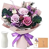 Preserved Flowers Bouquet, Real Eternal Flowers, Gifts For Women, Birthday Gifts For Mom Friends Her Girlfriend Sister, Valentine (Pastel Lilac)