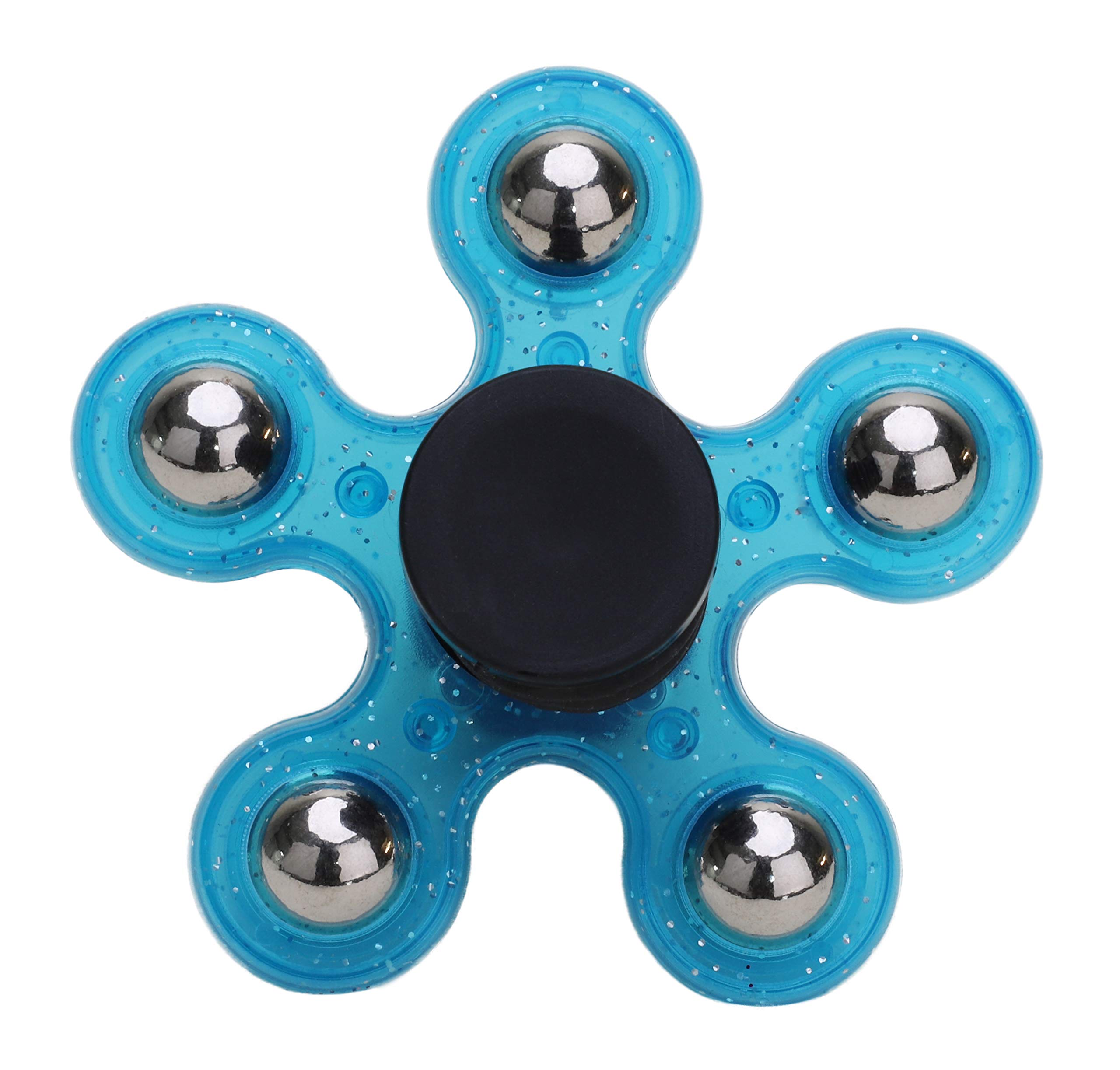 Toyland® Spinnerooz Glitter Hand Spinner Novelty Toy - Fidget Spinner - 5 In 1 - Jump, Bounce, Spin (BLUE)
