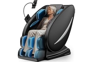 BILITOK Zero Gravity Full Body Massage Chair Recliner with Heat Therapy, Bluetooth Speaker, Air Compression Massage, Foot Roller, Touch Screen, Space-Saving Design, Faux Leather (Black)