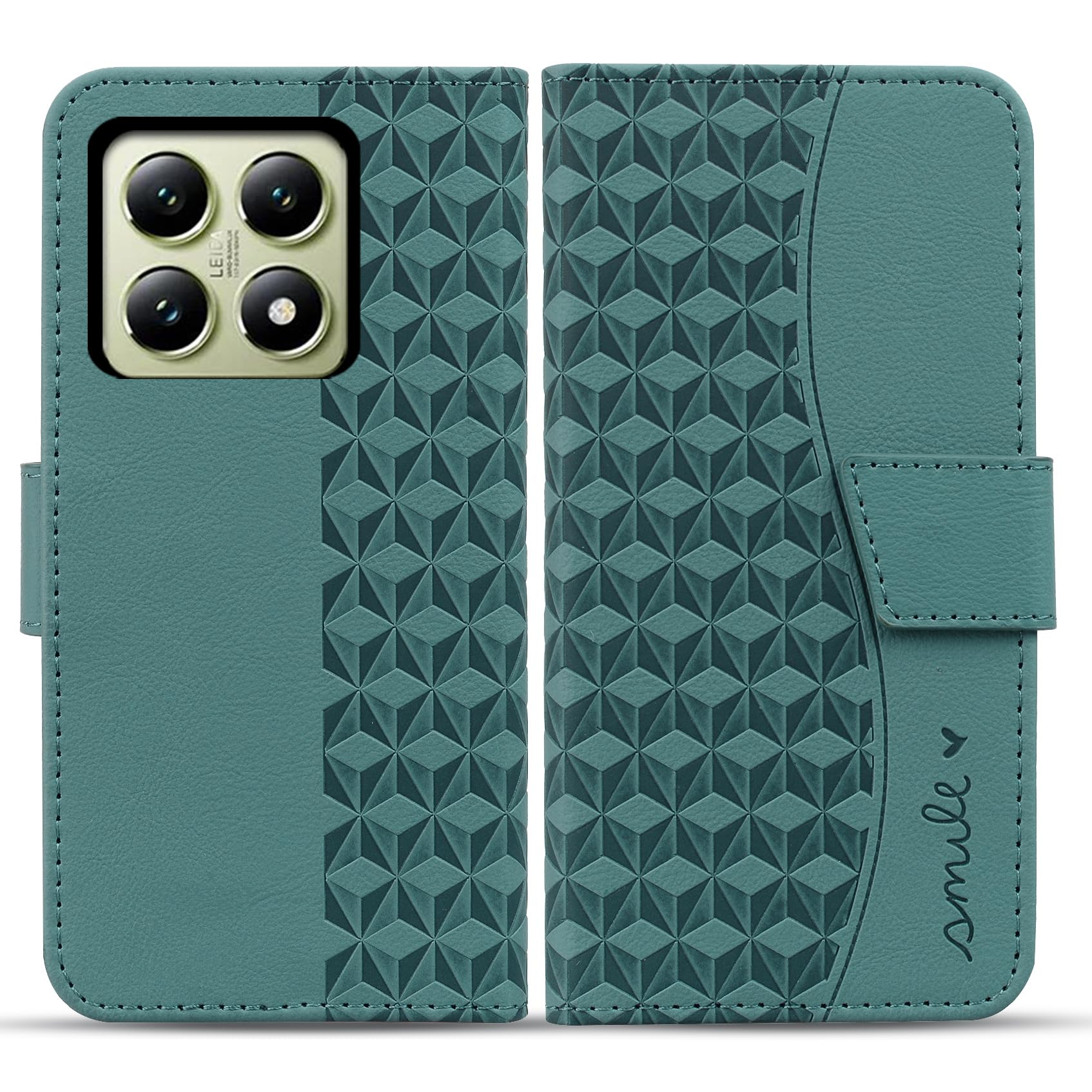 Rostsant Mobile Phone Case for Xiaomi 14T - Premium PU Leather Flip Case with Card Slot - Green