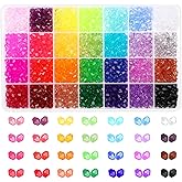 PAXCOO 1120Pcs Crystal Acrylic Bicone Beads for Jewelry Making, 28 Colors, 8 MM