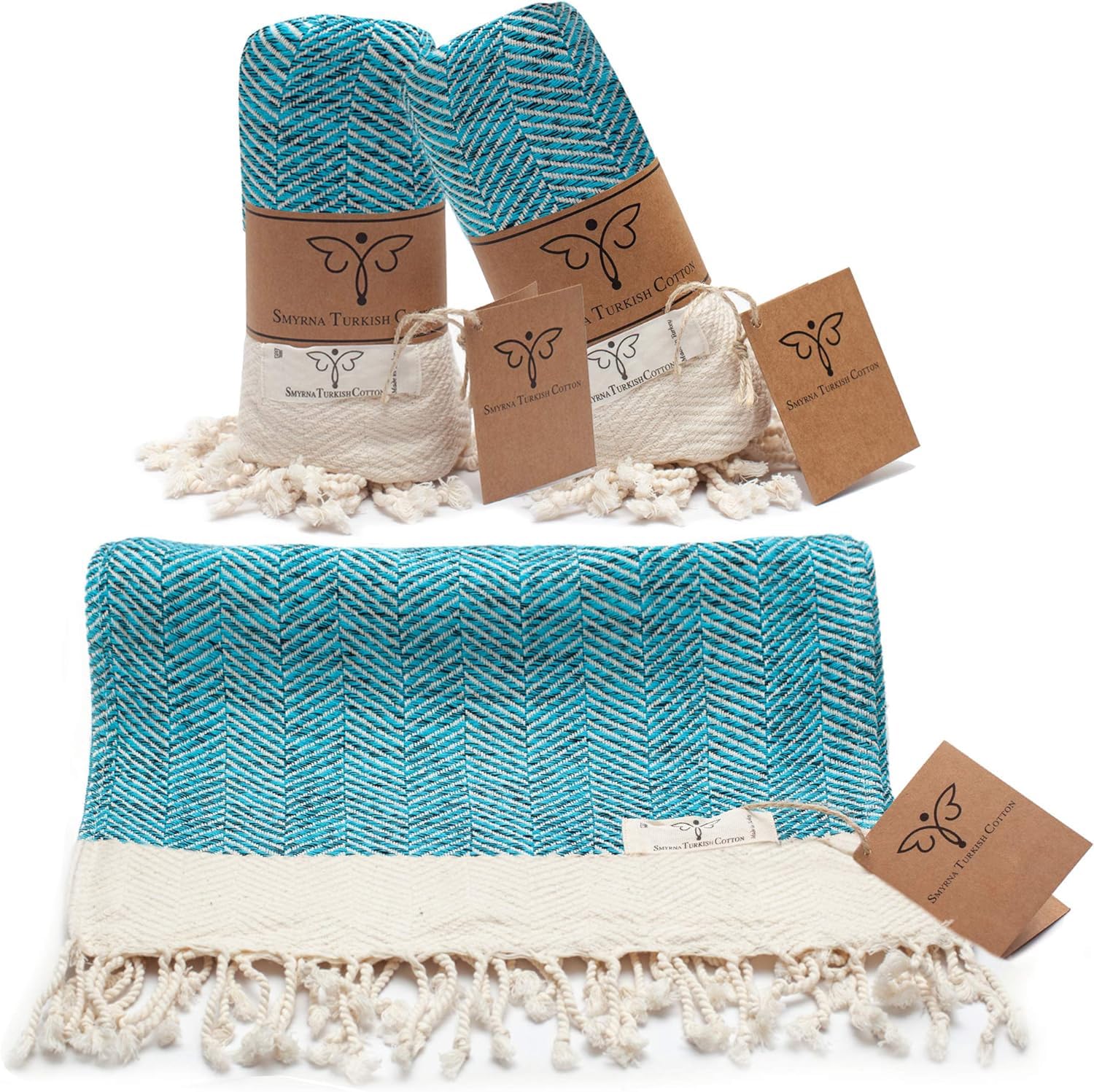 Smyrna Original Turkish Hand Towels Set of 2 | 100% Cotton, 16 x 40 ...