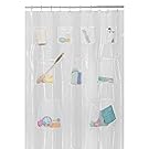 Maytex Quick Dry Mesh Pockets PEVA Shower Curtain or Liner, Bath / Shower Organizer, Clear, 70 inches  x 72 inches