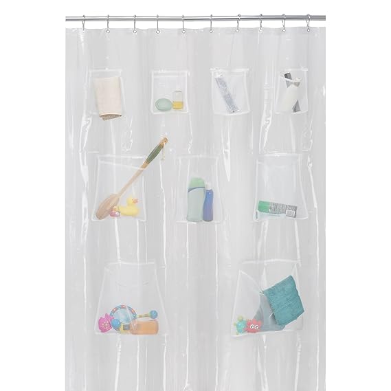 MAYTEX Quick Dry Mesh Pockets PEVA Shower Curtain or Liner