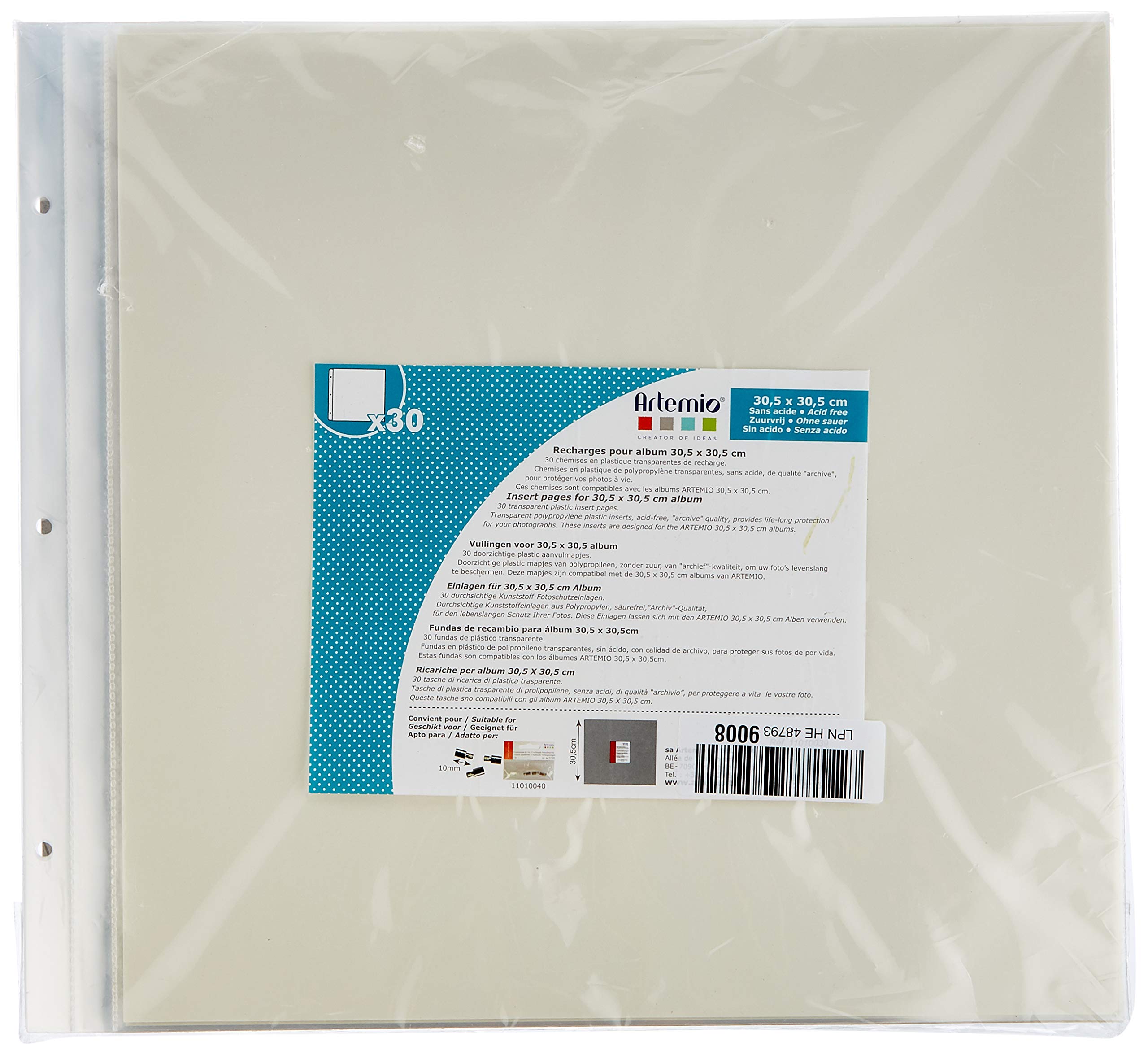 Artemio 11010039 Photo Album Pockets 30.5 x 30.5 cm 30 Sheets Transparent