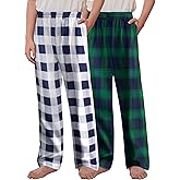 Arshiner Boys Pajama Pants 2 Pack Soft Plaid Sleepwear Kids Lounge PJ Bottoms with Pockets