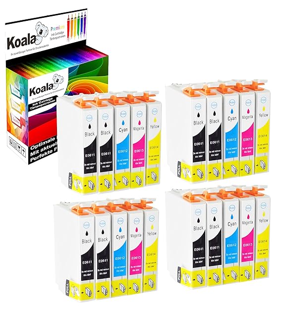 Koala Tintenpatronen kompatibel für Epson T0611 T0612 T0613 T0614 für Epson Stylus D68 D68PE D88 D88PE D88Plus DX3800 DX3850 