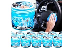 Gunk Getter 12 Pack Cleaning Gel for Those Hard to Reach Places, Automotive Cup Holder Electronic Keyboard Office, Slime Gel Cleaner Dust Crumb Removal (Jar, Blue, 3.5oz)