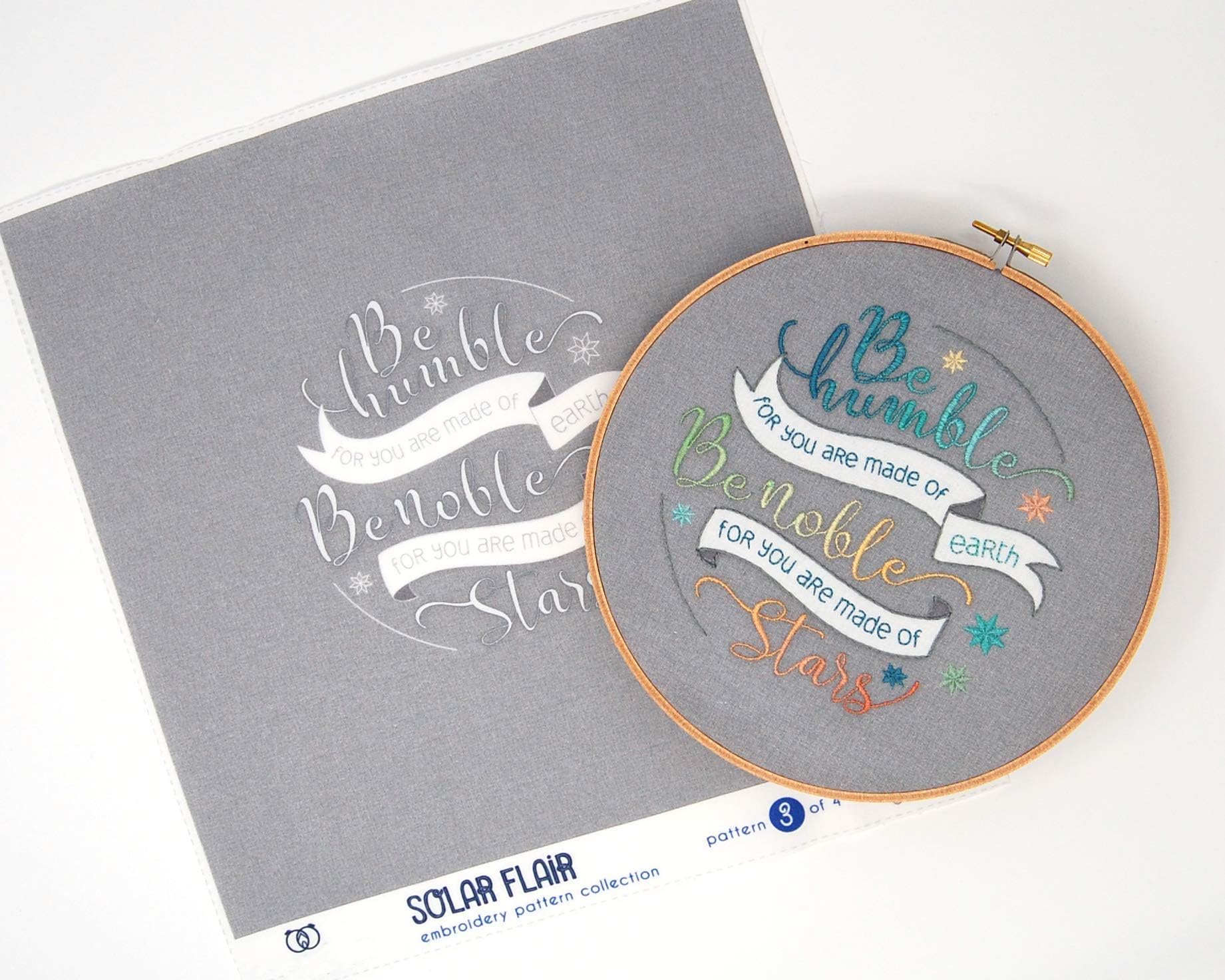 Modern Embroidery Kit, Made of Stars Quotation hand embroidery panel pre-printed fabric for hand embroidery Space embroidery pattern