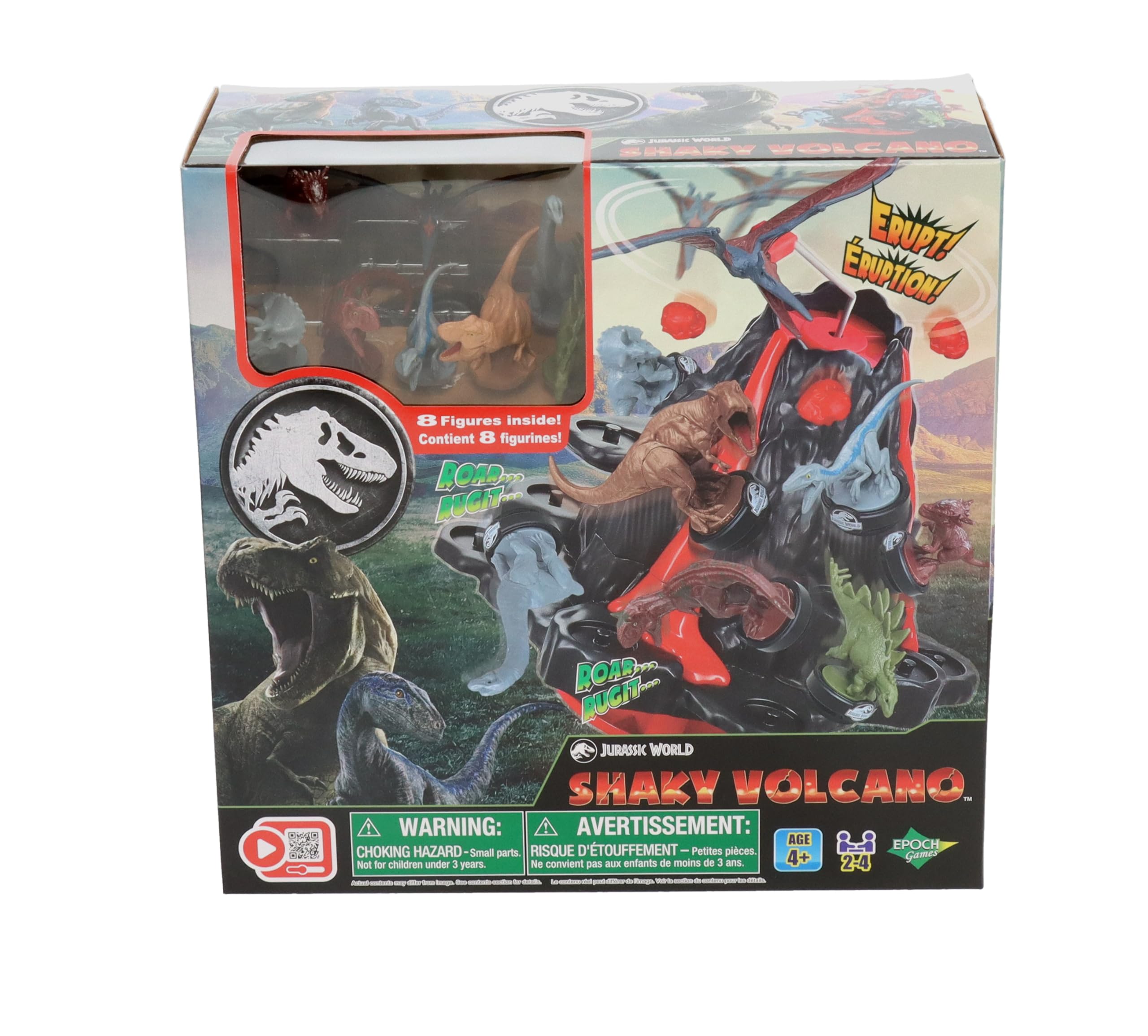 EPOCH Games Jurassic World Shaky Volcano - Action-Packed Tabletop Dinosaur Game for Ages 5+