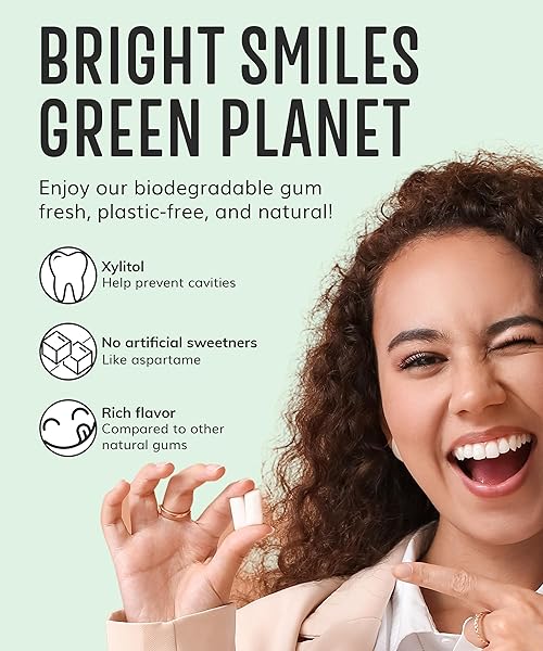 HAPPY ECO SUGAR FREE NATURAL CHEWING GUM 6 PACK (84 PIECES) – PLASTIC FREE, XYLITOL GUM WITH STEVIA – ASPARTAME FREE – NON GMO, VEGAN, GLUTEN FREE KETO – WINTERGREEN