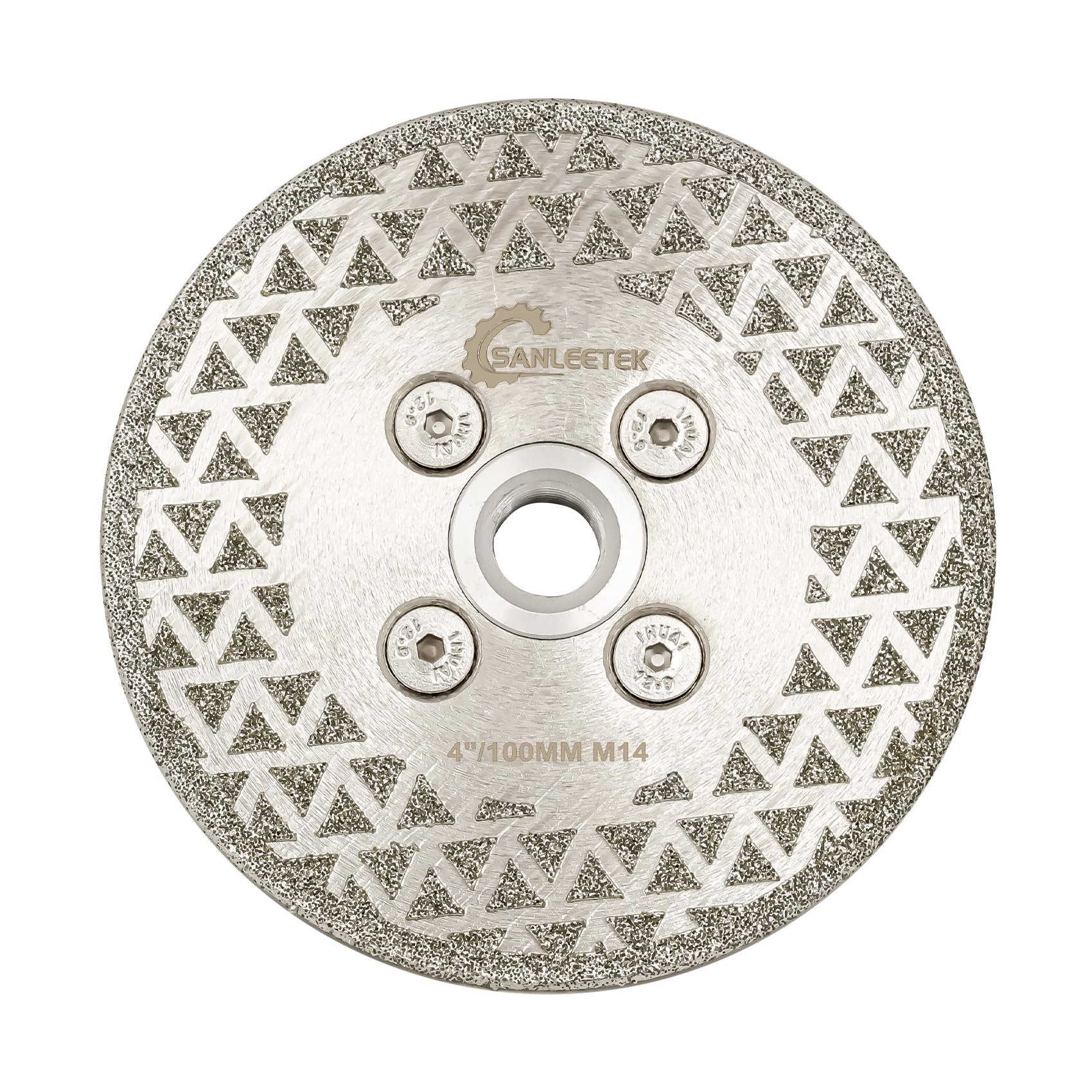Diamond Cutting Grinding Disc 100mm - Double Side Coated Electroplated for Granite Marble Ceramic Procelain Tile Quartz M14 Thread SANLEETEK