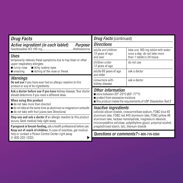 AMAZON BASIC CARE ALL DAY ALLERGY RELIEF, FEXOFENADINE HYDROCHLORIDE TABLETS, 180 MG, ANTIHISTAMINE, NON-DROWSY, 24-HOUR RELIEF, 150 COUNT