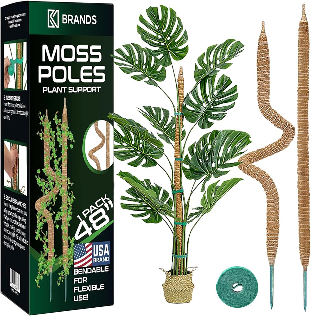 K-Brands Moss Pole Bendable 48 In Plant Support 2 Pack with Ties