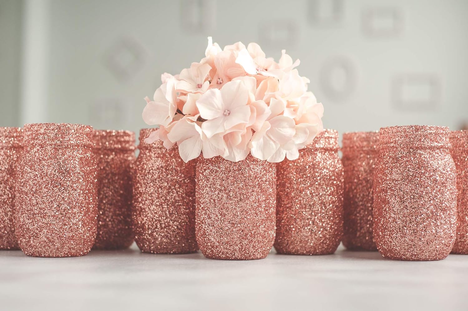 Amazon Com 12 Rose Gold Wedding Centerpieces Vases Bulk Glitter
