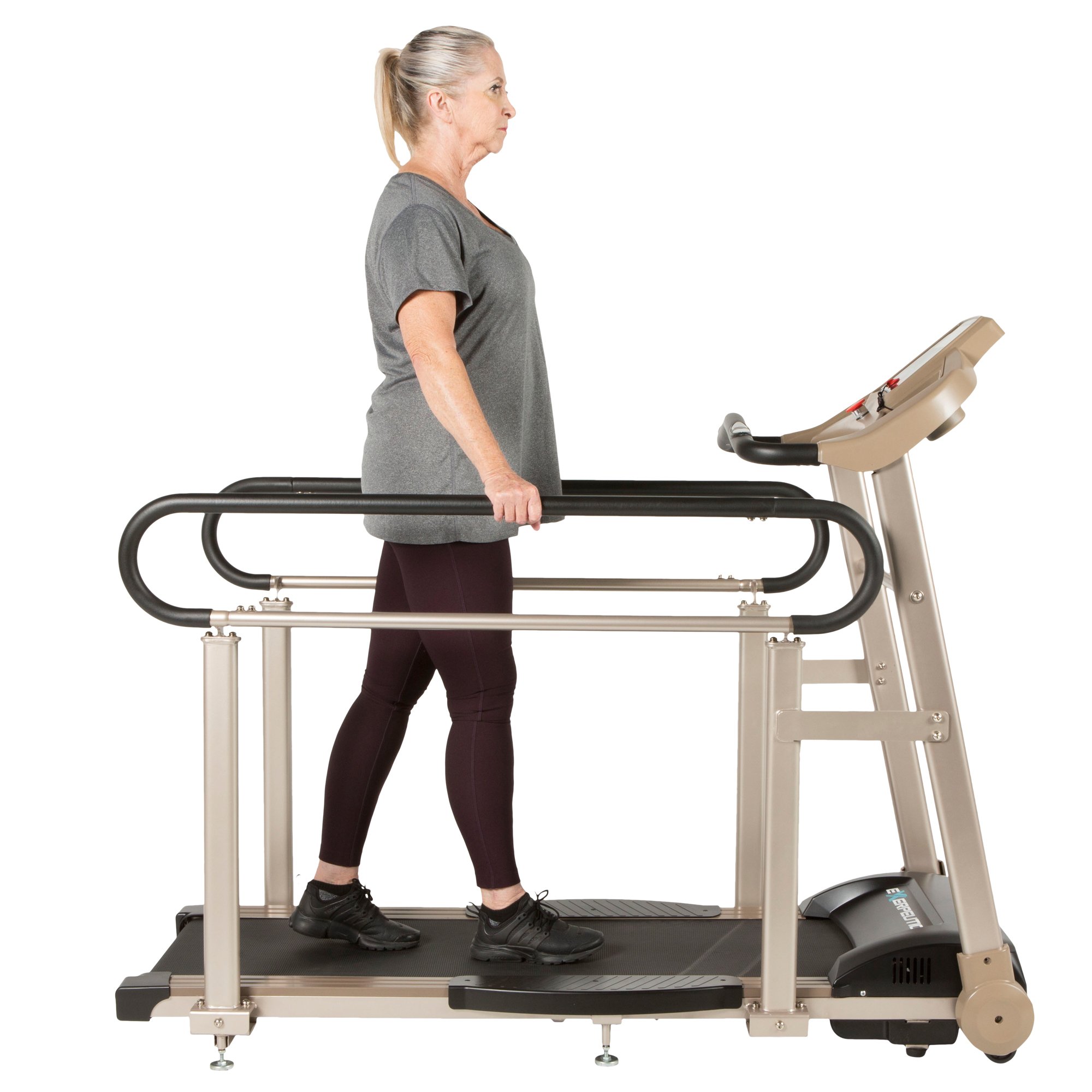 Senior Fitness Treadmill, 400 lb Capacity, Safe Design with Full-Length Rails, Low Step-Up Height, 0.2–4 MPH Motorized Walking Treadmill for Elderly, Recovery & Home Exercise