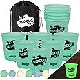Juegoal Outdoor Toss Game Glow in Dark with Noctilucent 12 Buckets & 6 Balls, Throwing Game for Beach, Camping, Lawn and Backyard