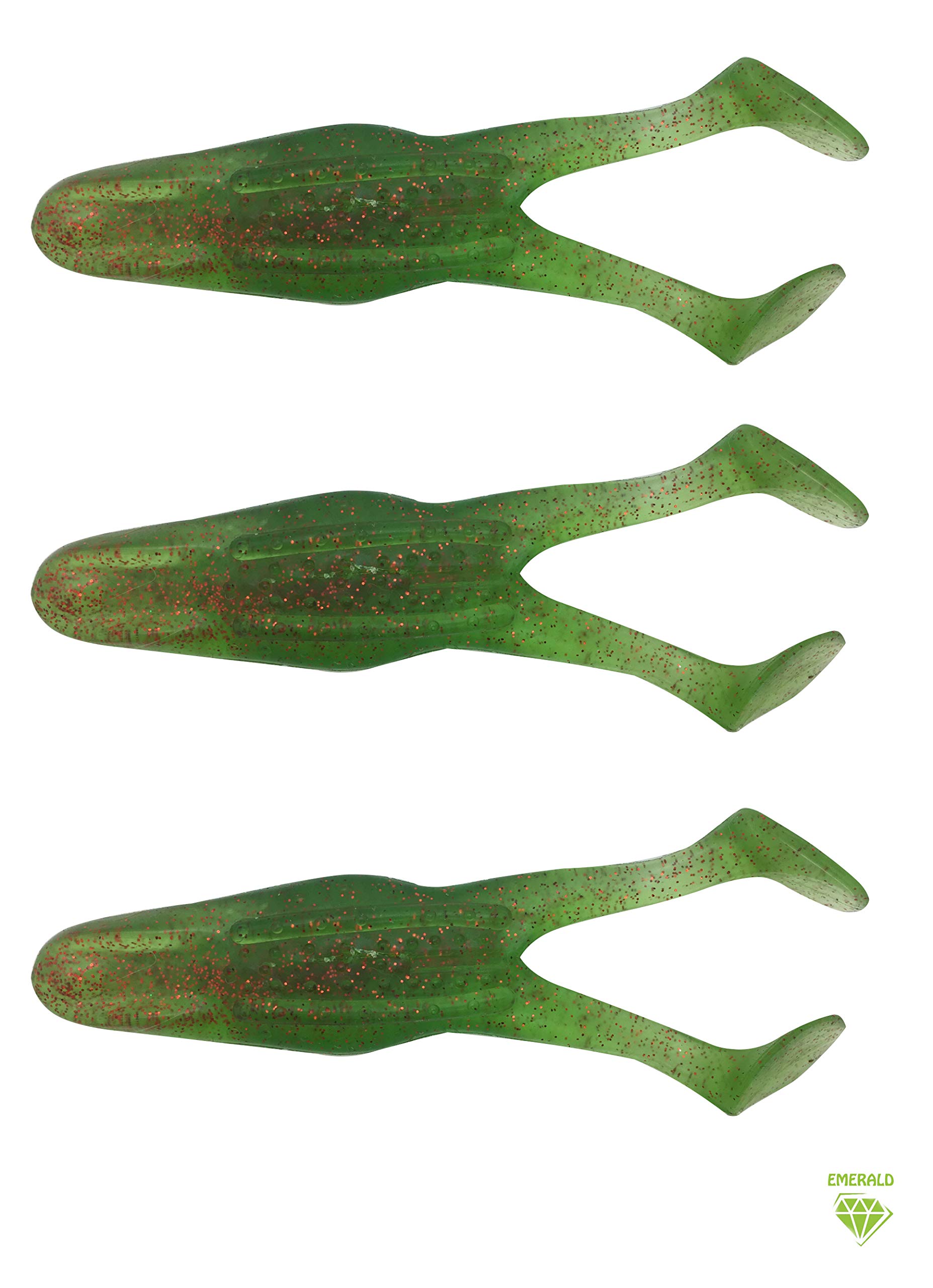 AT PRODUCTS Paddle Toad Frog soft plastic fishing lure - pack of 3/14.6g (GREEN EMERALD)