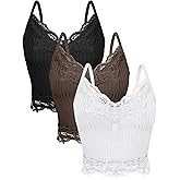 Bencailor 3 Pcs Women's Lace Tank Tops Y2k Camisole Lace Patchwork Crop Tops Grunge Style Ribbed Knitted Clothing