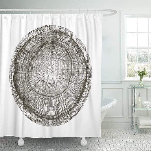Amazon Com Tompop Shower Curtain Wood Of Wavy Ring Pattern From