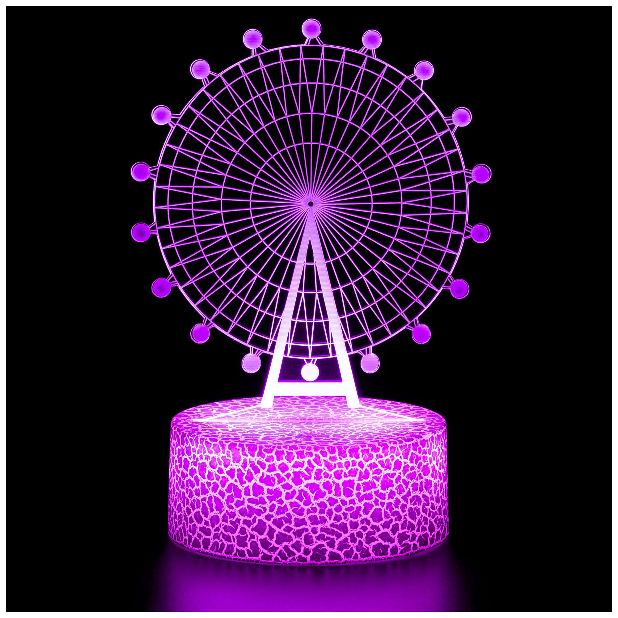 3D Night Light, LED Optical Illusion Touch Mood Lamp with Remote Control, Christmas and Birthday Toy Gifts for Kids Boys Girls Men's Women's, 16 Colors Changing for Table Desk Decor (Ferris Wheel)