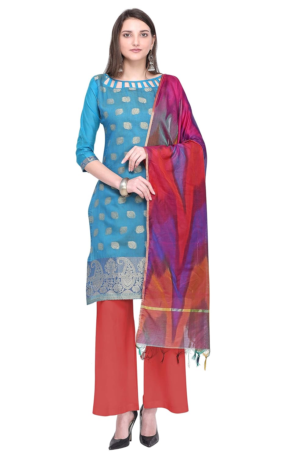 sky blue and pink dress