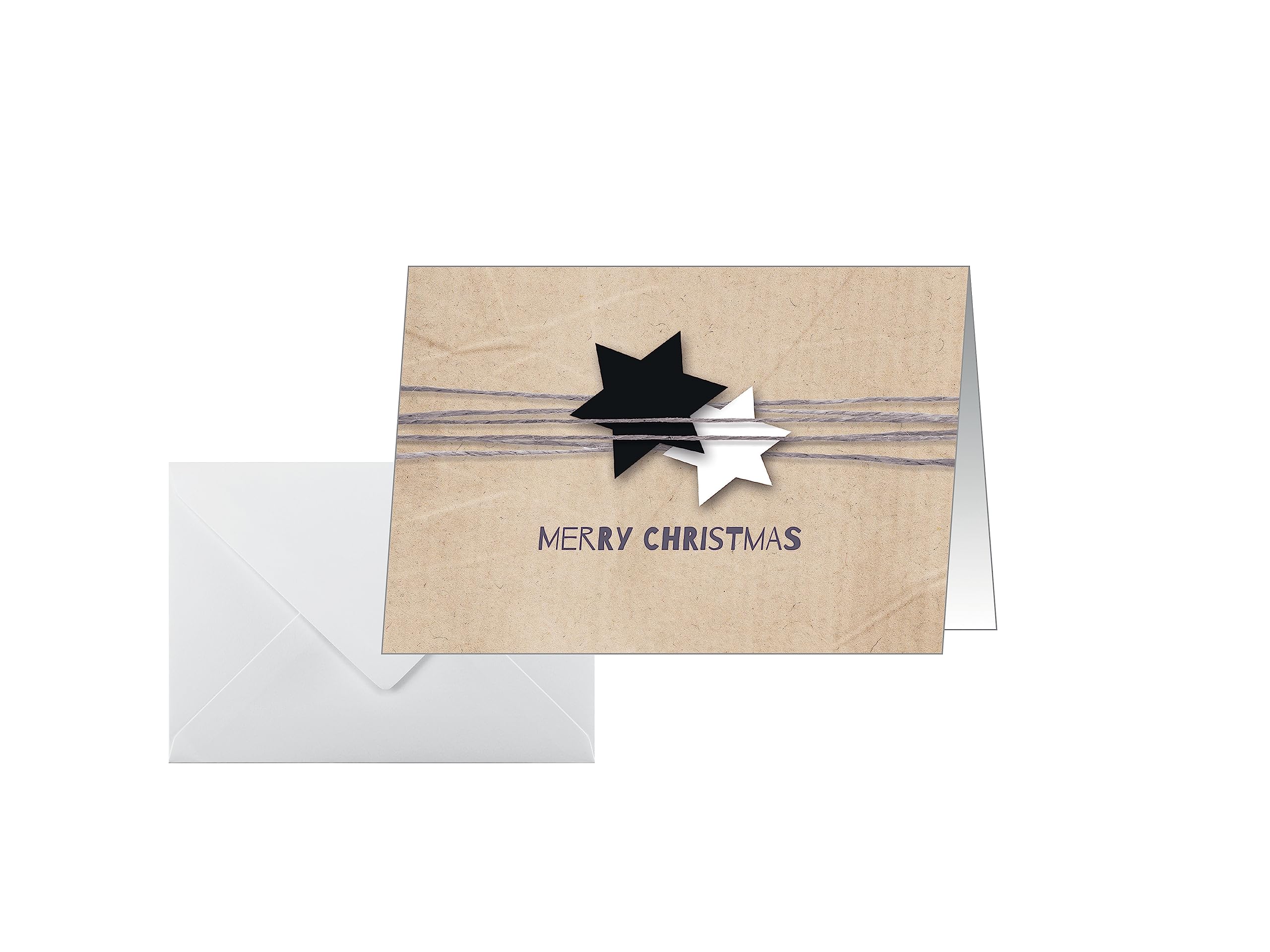 SIGEL DS079 2-fold Christmas cards, 10.5 x 14.8 cm, beige, 25 -Piece + 25 white envelopes included, easy to print
