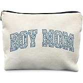 KBRCT Blue Chinoiserie Boy Mama Makeup Bag for Women, Christmas Birthday Gifts for Moms of Boys, Mom Gifts Cosmetic Bag for Purse, Toile De Jouy Floral Mother Makeup Zipper Pouch