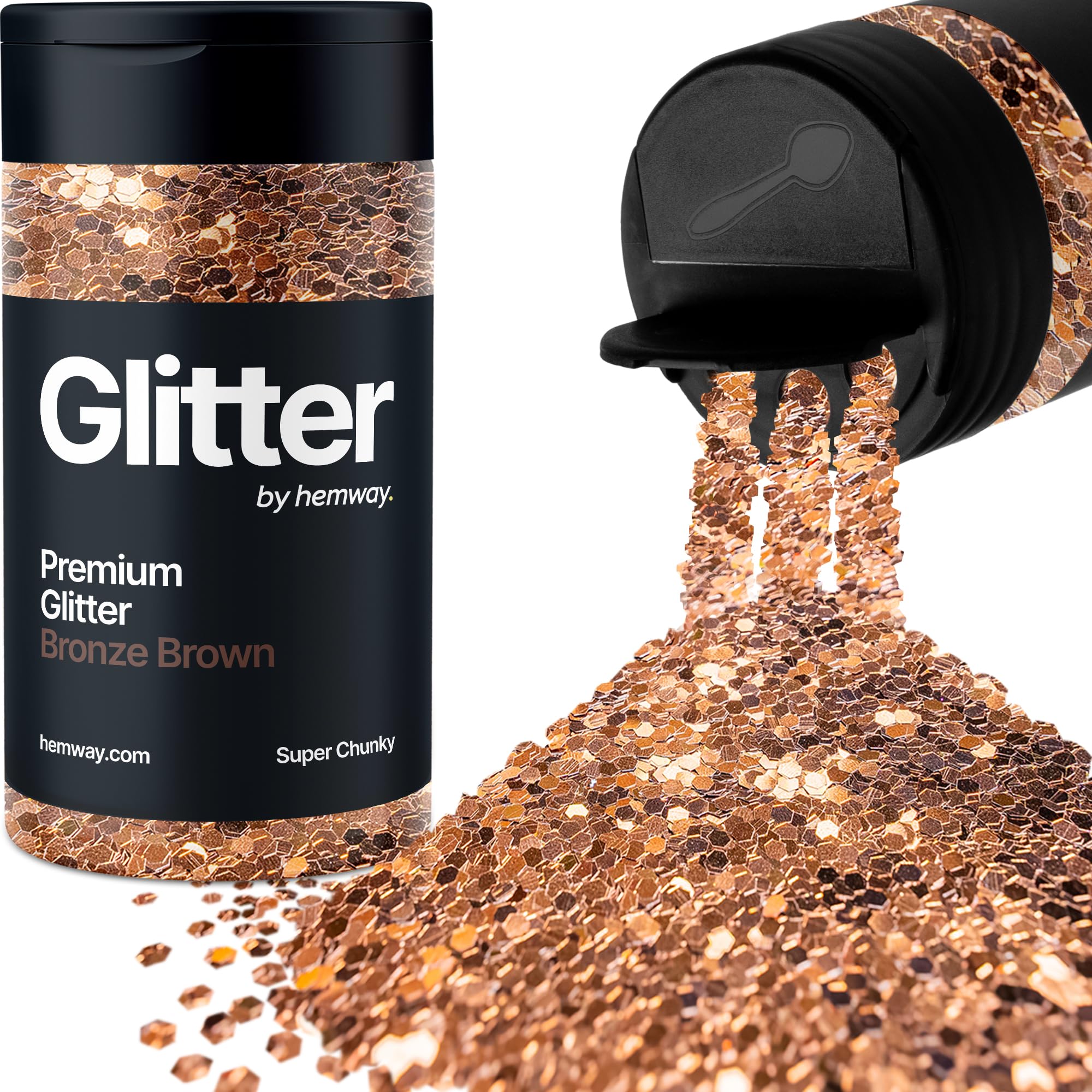 Bronze Brown Glitter Shaker, 130g Super Chunky Glitter, Crafts 1/8" Metallic Flake Bronze Brown Sequins, Resin & Epoxy Crafts, Decorating, Halloween, Christmas Nail, Face, Hemway — image 1