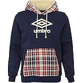 Umbro Men's Tartan Sherpa Fleece Heavyweight Hoodie, Navy/Vermillion