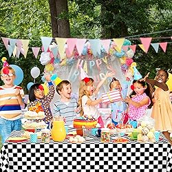 2 Pack Black and White Gingham Tablecloth