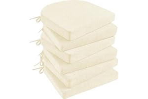 Basic Beyond Chair Cushions for Dining Chairs 6 Pack, Memory Foam Chair Cushion with Ties and Non Slip Backing, 16 x 16 inches Chair Pads for Dining Chairs(Beige)