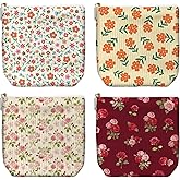 peacoblue Flowers Branch Small Corduroy Cosmetic Makeup Bag Set of 4 for Women with Zipper, Cute Mini Travel Pouch, Portable Cosmetic Toiletry Bag Pouches for Organizing Purse