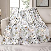 Tupmnbry Floral Throw Blanket Daisy Sunflower Blanket Super Soft Flannel Fleece Blankets Lightweight Fluffy Plush Bed Blanket for Bedding Sofa and Travel 50"X60"