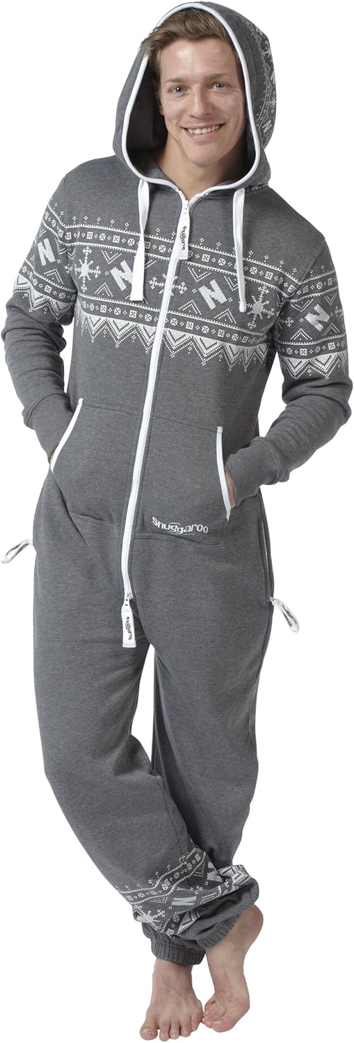 Snuggaroo Mens Charcoal Nordic Onesie Large Amazon.co.uk Clothing