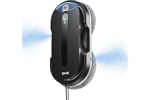 BNZ Smart Window Cleaning Robot, Twin Turbo & Dual Auto-Spray Window Cleaner with Multiple Safety System, AI Path Planning, Frameless Edge Detection, K1 (Matt Black)