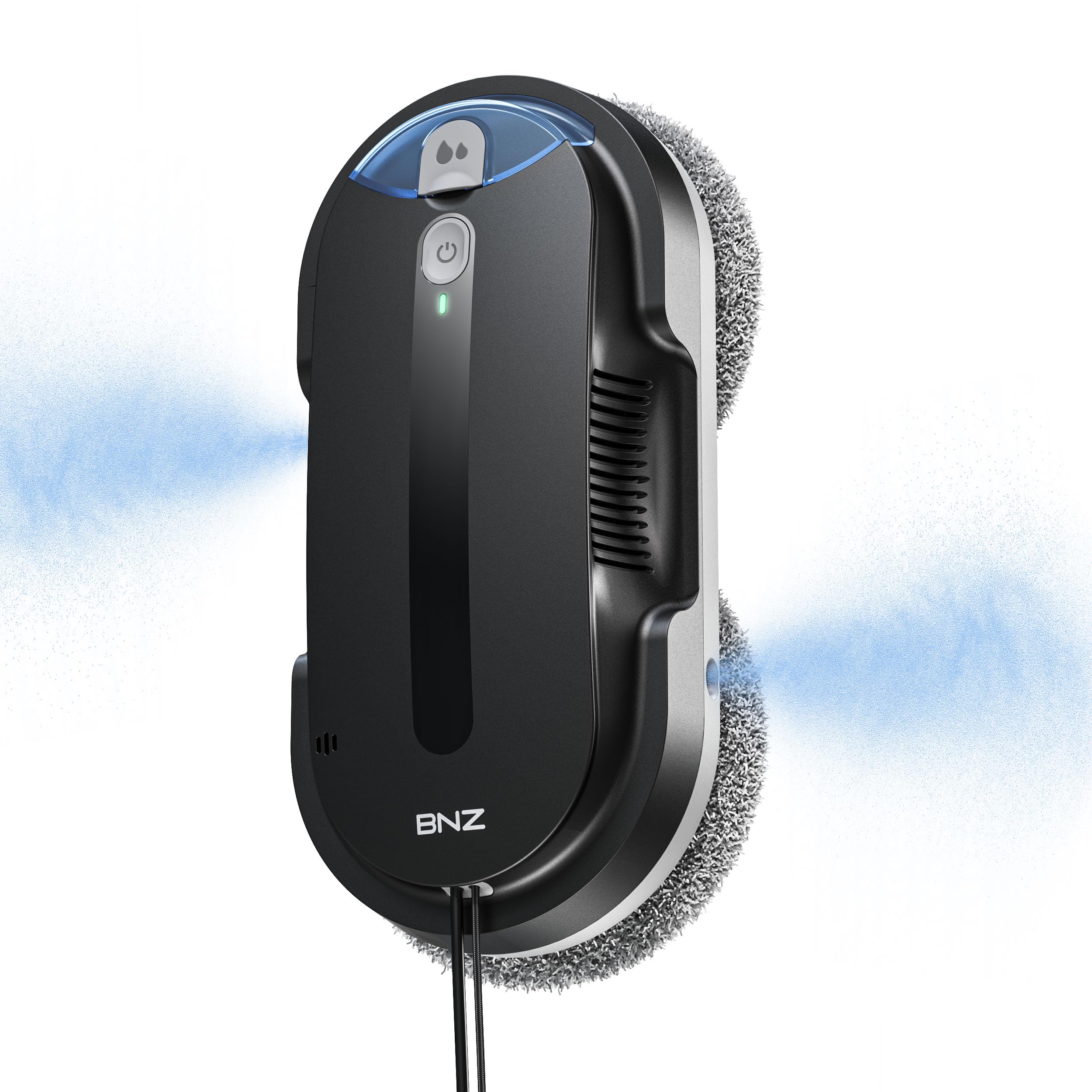 BNZ Robot Limpiador de Ventanas Inteligente, Twin Turbo y Limpiador de Ventanas con Pulverización Automática Doble con Sistema de Seguridad Múltiple, Planificación de Ruta AI, Detección de Bordes Sin Marco, K1, Negro Mate