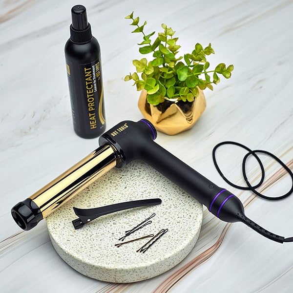 HOT TOOLS PRO ARTIST 24K GOLD CURLBAR CURLING WAND | LONG LASTING, DEFINED CURLS (1-1/4 IN)