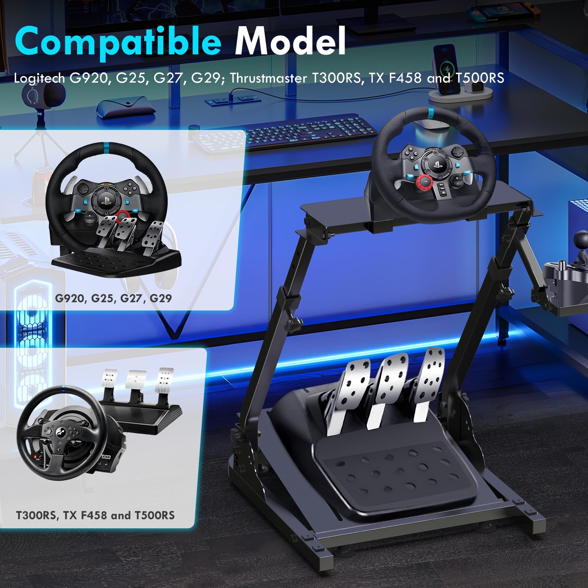 Slendor Racing Steering Wheel Stand for Logitech G920, G25, G27, G29 Wheel, Sim Racing Stand Driving Simulator Cockpit Pedal and Shifters Not Included.