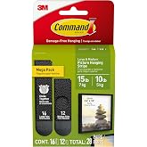 Command 15 &amp; 10 lb Assorted Picture Hanging Strips, 28 Pairs (56 Strips) | Black Picture Hanging Strips, Damage-Free Wall Hangers for Frames, No Tools Required, Ideal for Decorating Apartments, Dorms