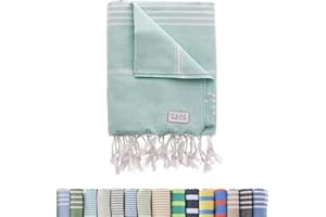 Cape Comforts Large Turkish Beach Towel, Classic Mint - Super Soft & Lightweight Quick Dry Absorbent Towels for Beach, Picnic Blanket or Bath Towel - Sand Free Organic Turkish Cotton Yarn