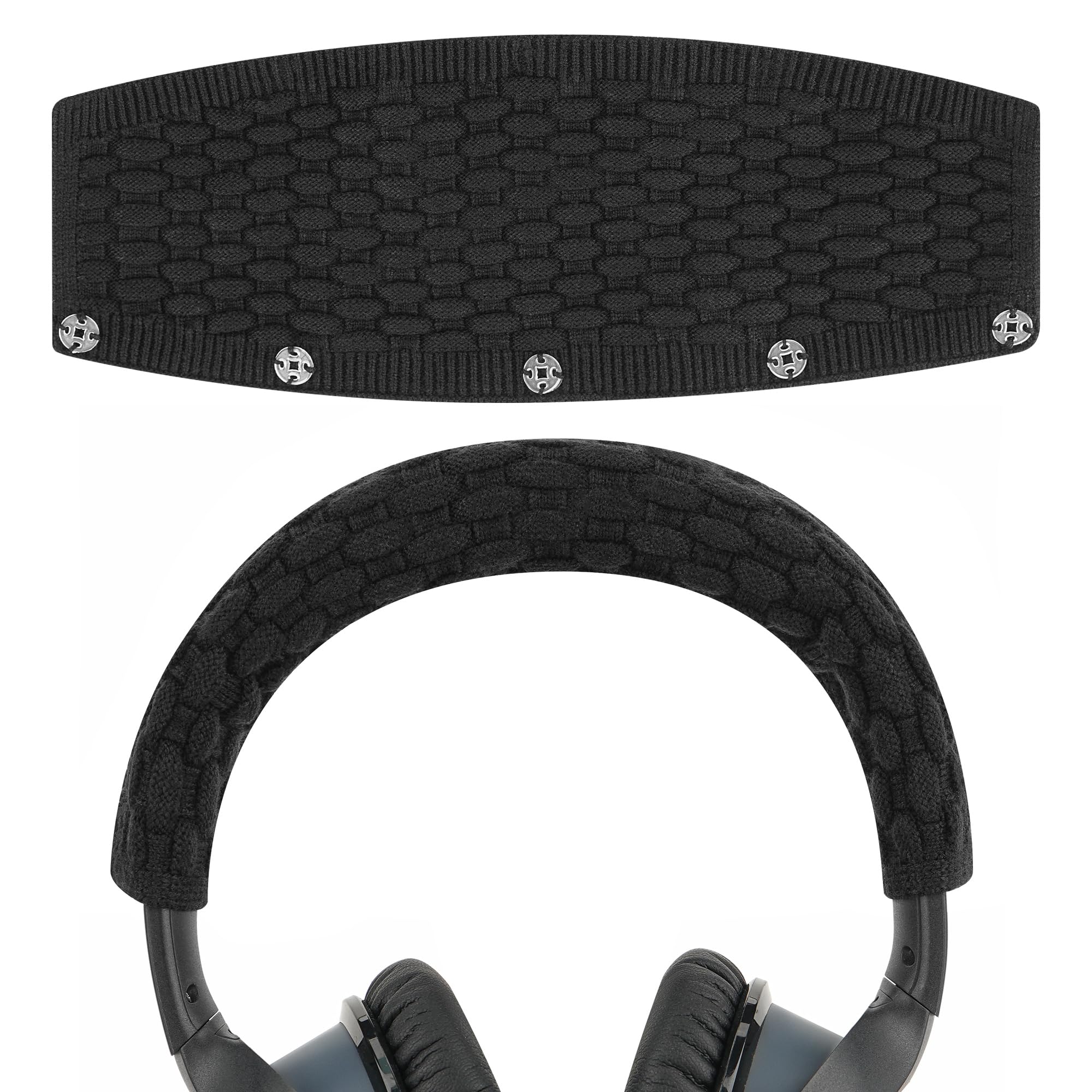 Geekria Knit Fabric Headband Cover Compatible with Bose QC35 II, QC25, QC15, QC2 Headphones, Head Cushion Replacement Repair Part, Easy DIY Installation (Black)