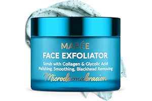 MAREE Face Exfoliator — Microdermabrasion Facial Scrub & Exfoliating Face Wash for Women — Collagen & Glycolic Acid — Gentle Scrub and Exfoliant — Men Exfoliating Scrubber — Exfoliante Facial Cleanser