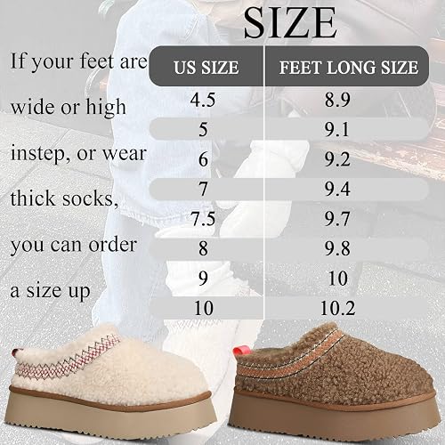 MOBGAD Women Platform Snow Boots Fuzzy Slippers Fluffy Mini Boots House Slippers
