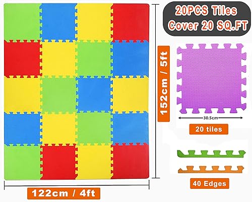 Kangler Kids Puzzle Play Mats, 20pcs Extra Large Colorful Foam