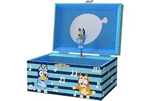 Mini Treasures Bluey Jewelry Box for Girls - Musical Jewelry Box with Spinning Figurine, Bluey Toys for Kids Ages 3-5 - Plays Bluey Theme Song - 6 x 4.7 x 3.5 in