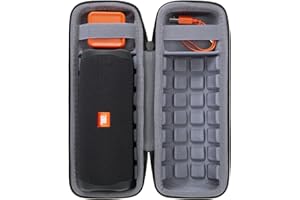 co2CREA Hard Travel Case Replacement for JBL Flip 6 Flip 5 Flip 4 Flip 3 Waterproof Portable Speaker (Black Case + Inside Grey)