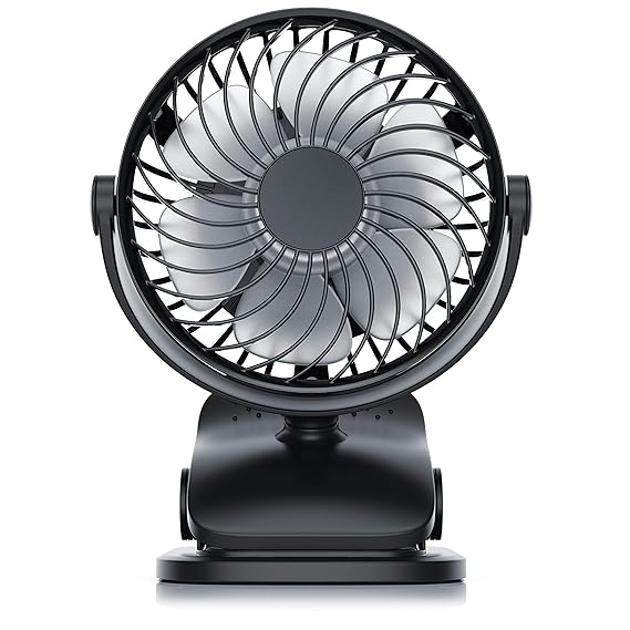 CSL - USB Ventilator Akku - Batteriebetrieb | Fan | Mini Tischventilator mit Clip - Schreibtischventilator mit Tisch-Klemme |