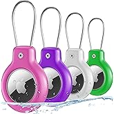for Air tag Holder for Apple Air tag Secure with Wire Cable, 4 Pack of IP68 Waterproof Air tag Keychain Holder for Key, Kid, Bag, Luggage, Pets Collar and More