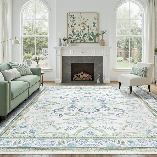 DCX GREEN 9X12 RUG, KID & PET FRIENDLY...